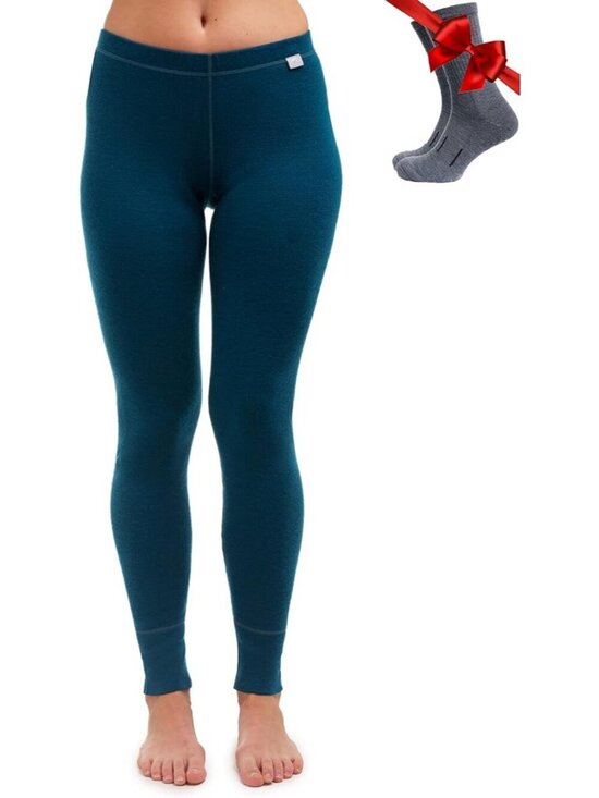 Pants - Women's Deep Teal Pants 100% Merino Wool Leggings Pull On Heavyweight Midweight